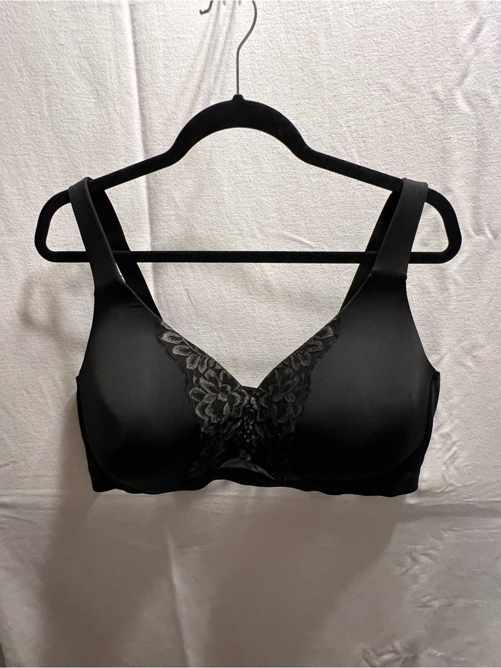 Cacique Black Wireless Lace-Detail Bra